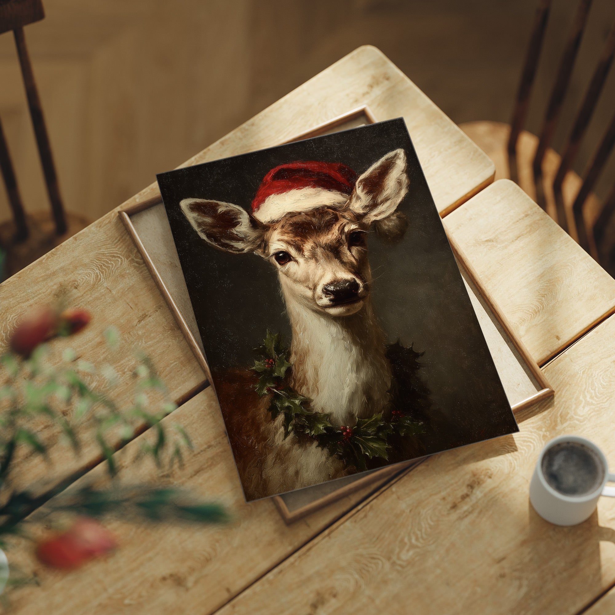 Fawn in a Santa Hat