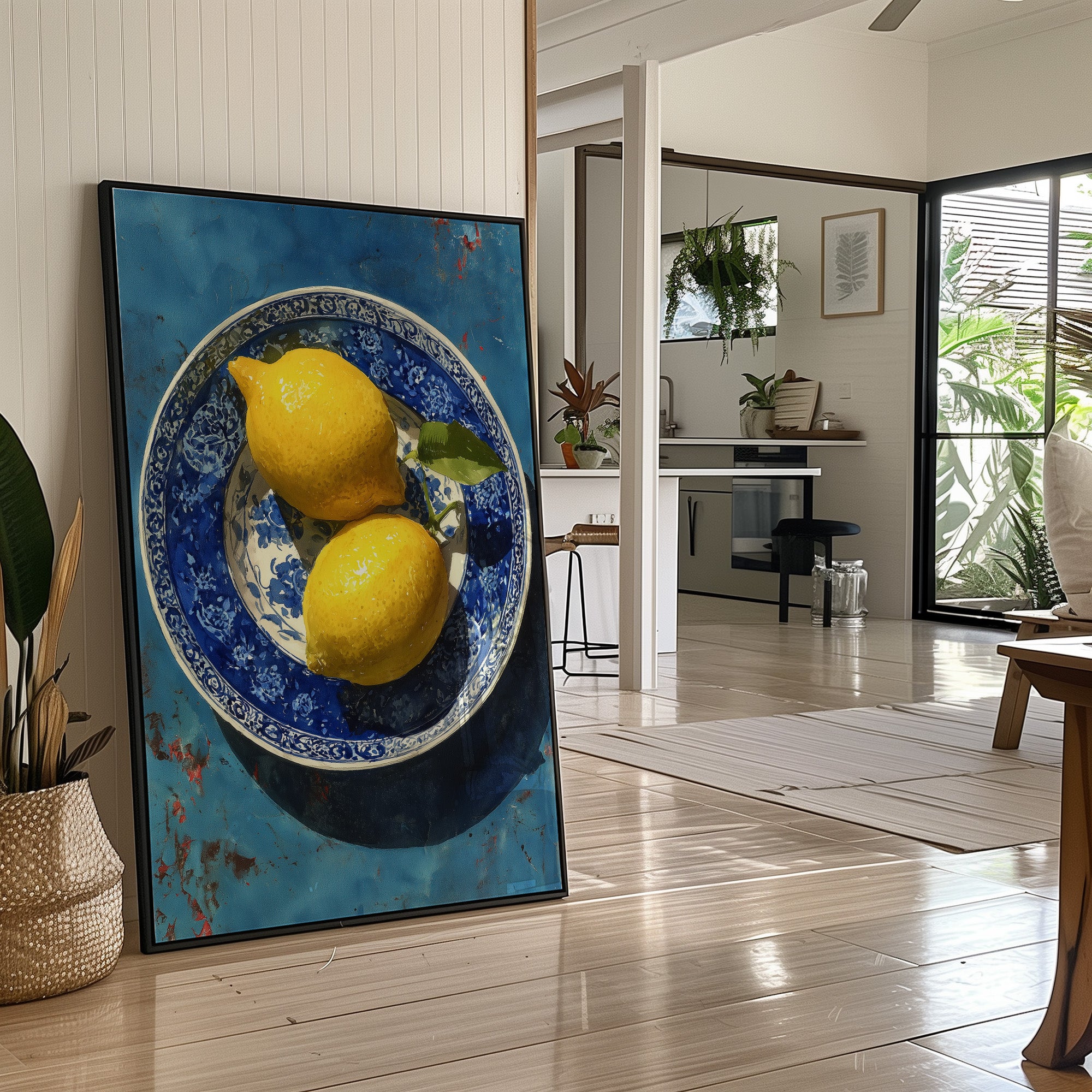 Lemons on Indigo Porcelain
