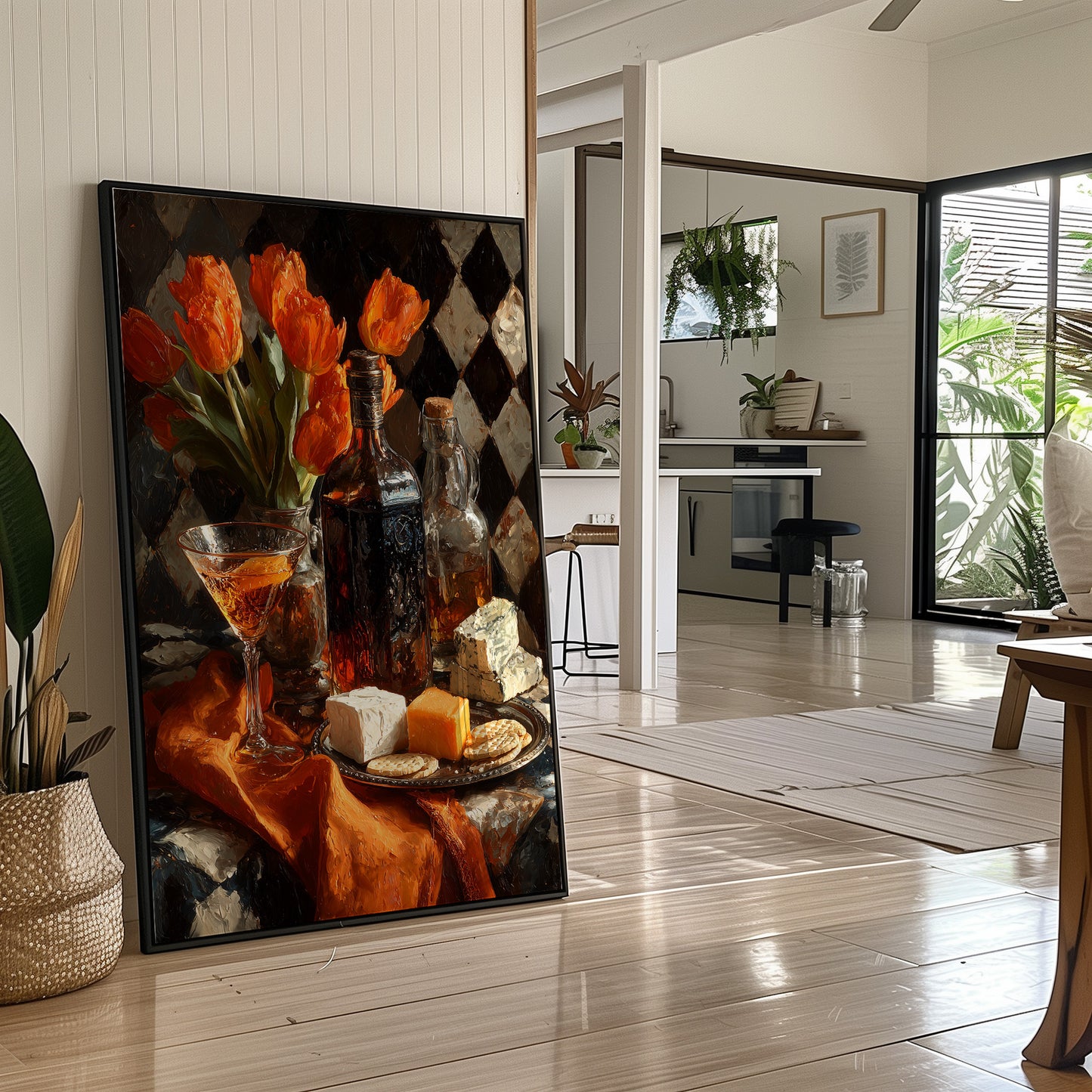 Tulips, Wine, and Cheese Board
