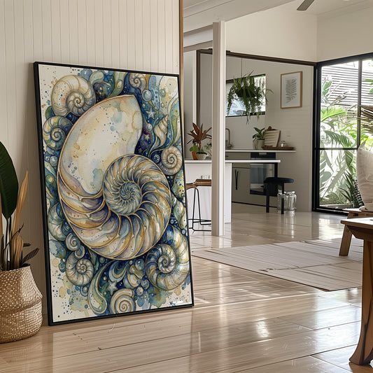 Nautilus Spiral: Watercolor Shell Study