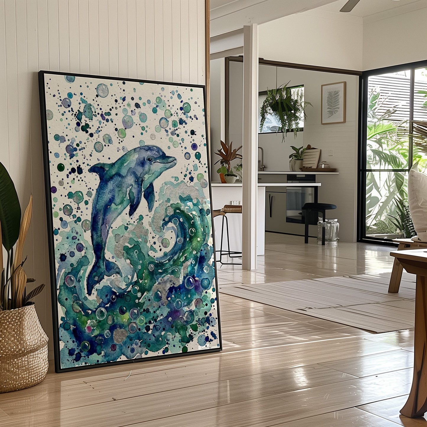 Breaking Free: Watercolor Leaping Dolphin