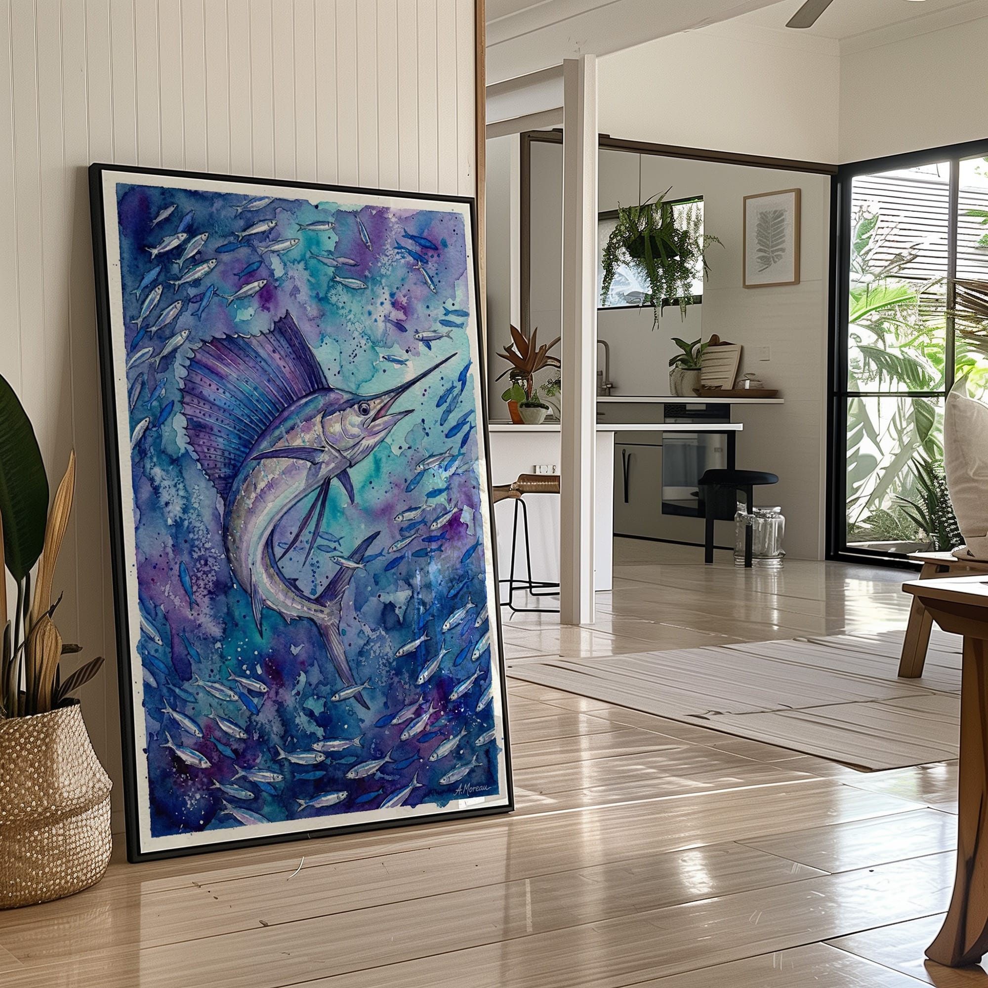 Sail Unfurled: Watercolor Sailfish Study