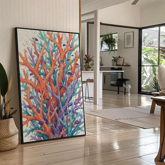 Branching Reef: Watercolor Staghorn Coral Study