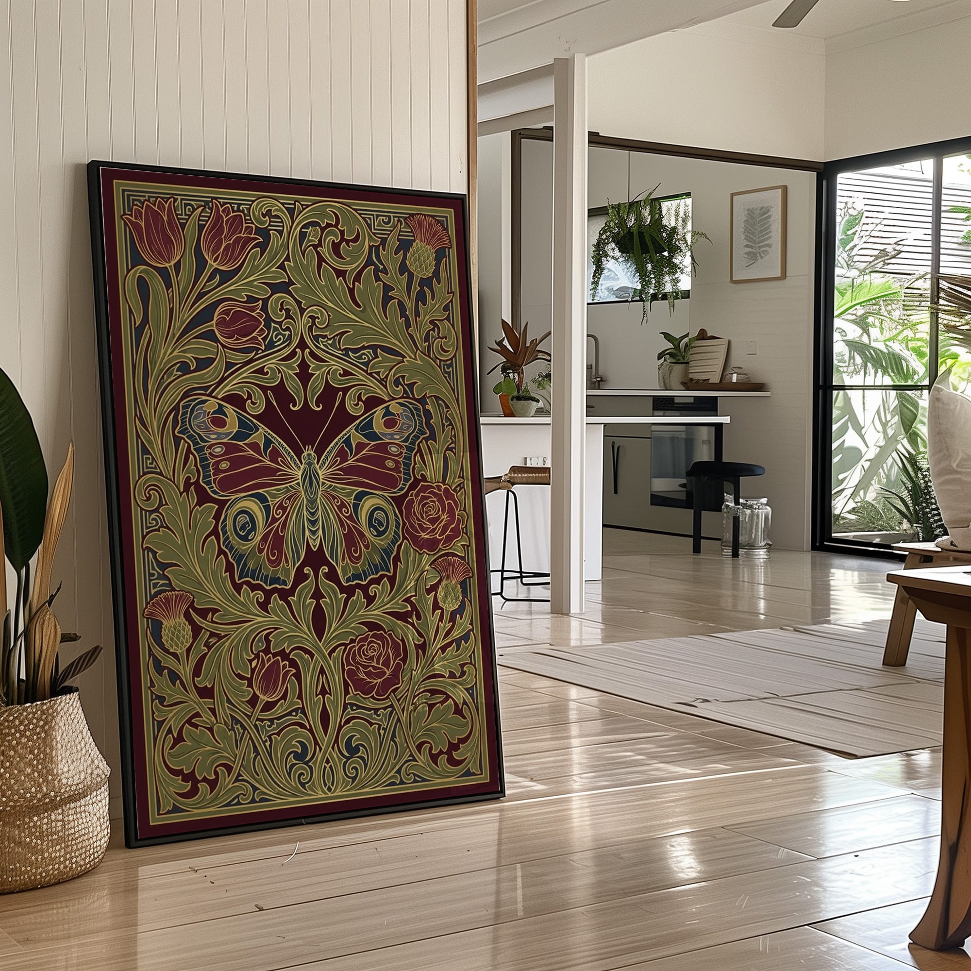 Peacock Butterfly Tapestry: Art Nouveau Pattern Study