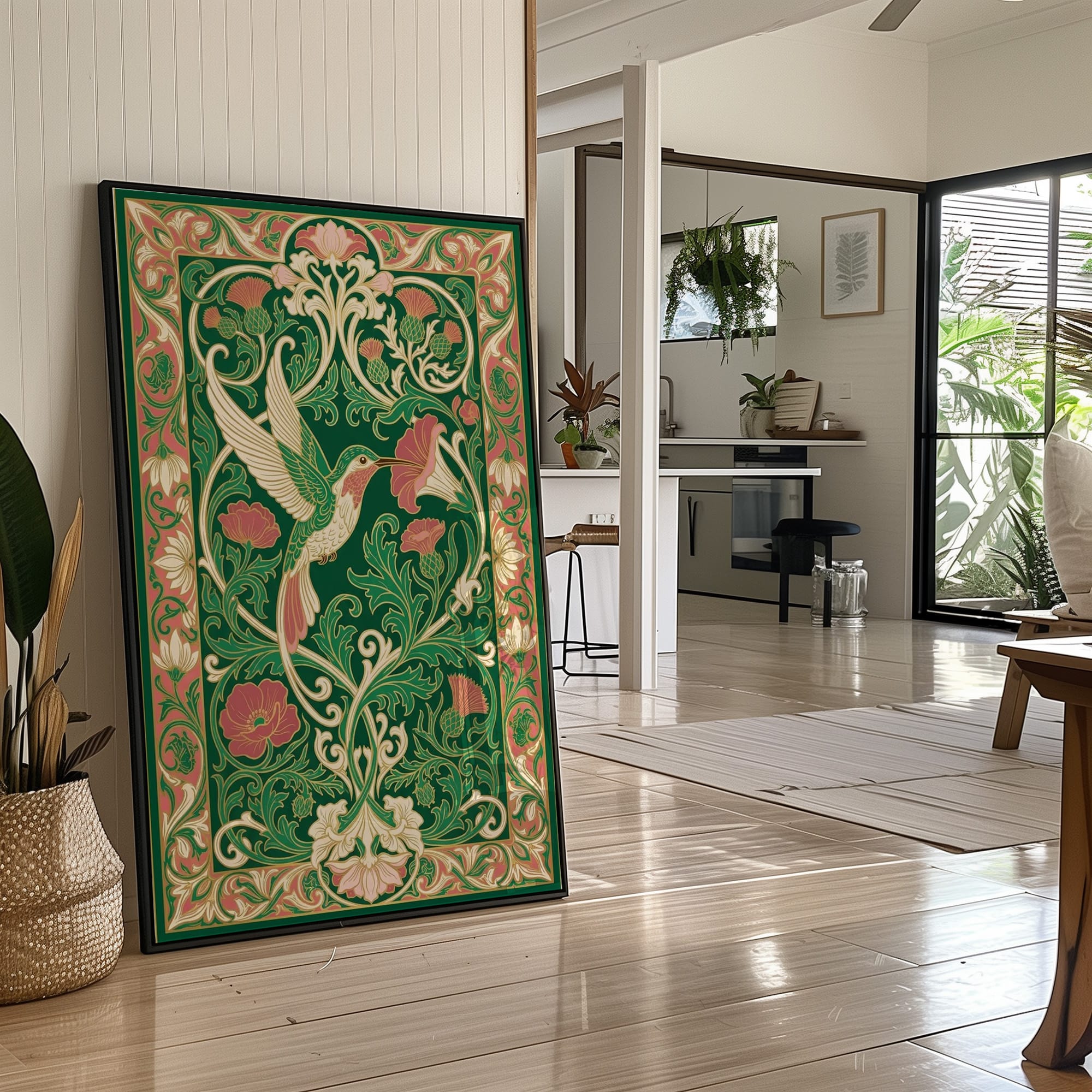 Hummingbird & Morning Glory: Art Nouveau Pattern Study