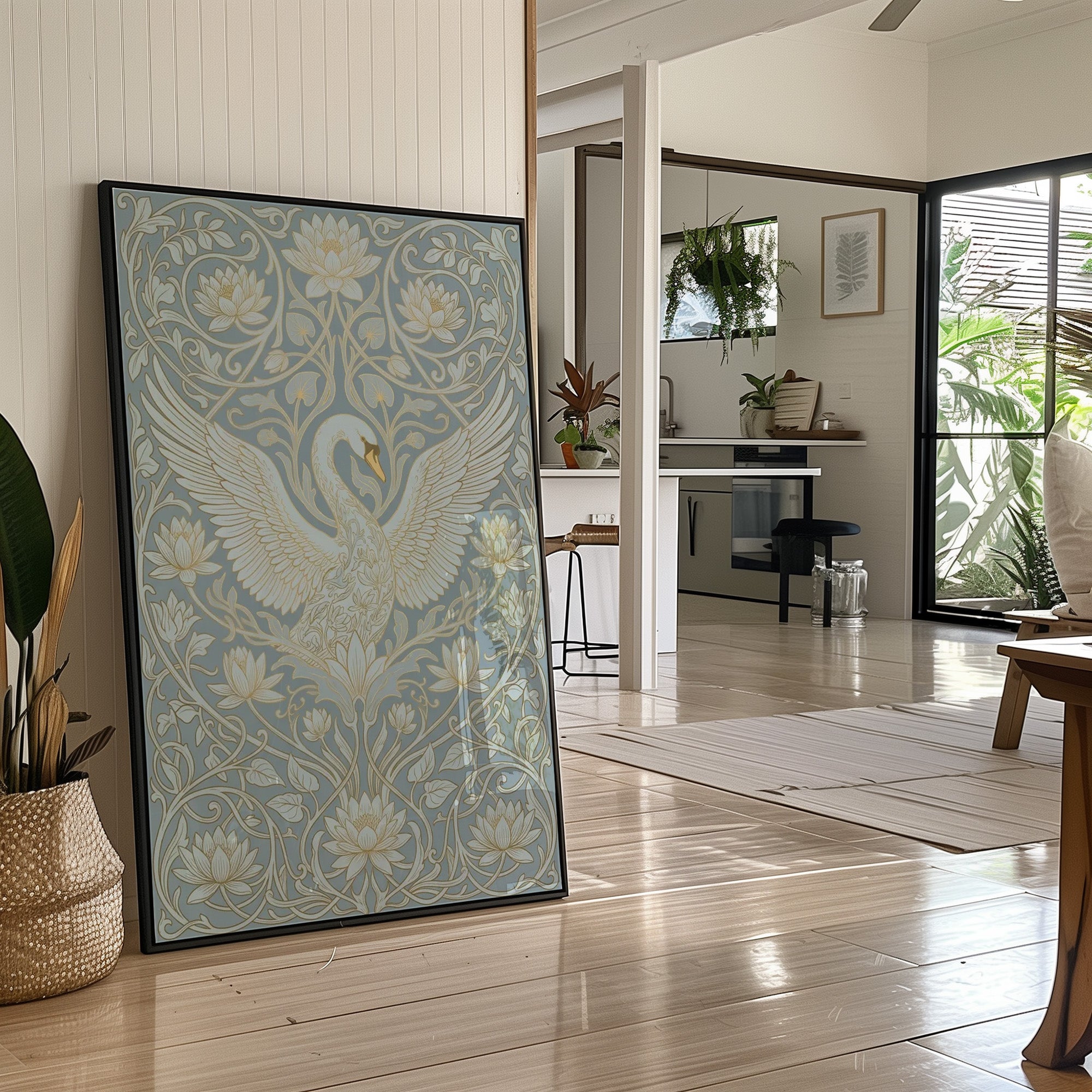 Swan Ascending: Art Nouveau Pattern Study
