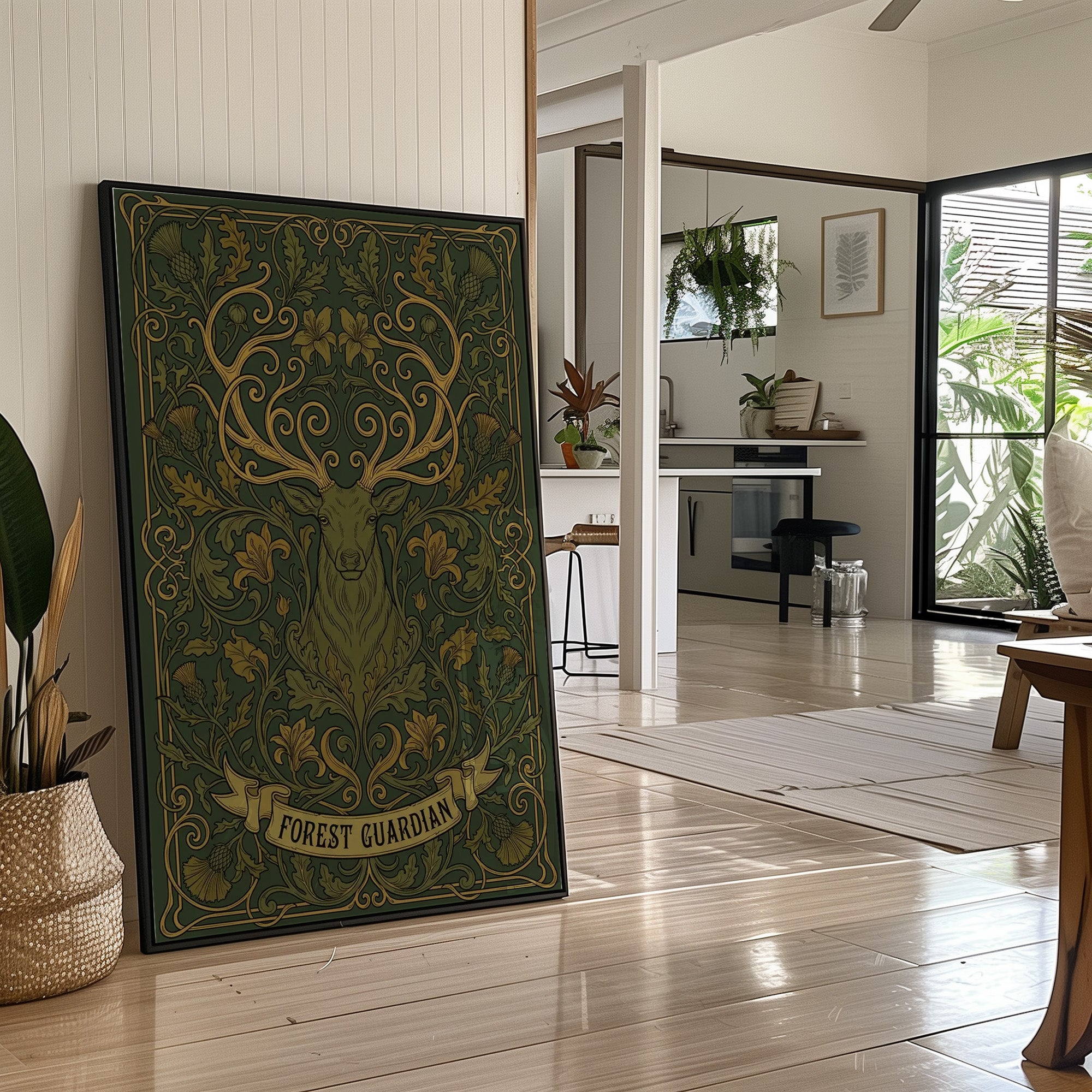 Forest Guardian: Art Nouveau Stag Pattern