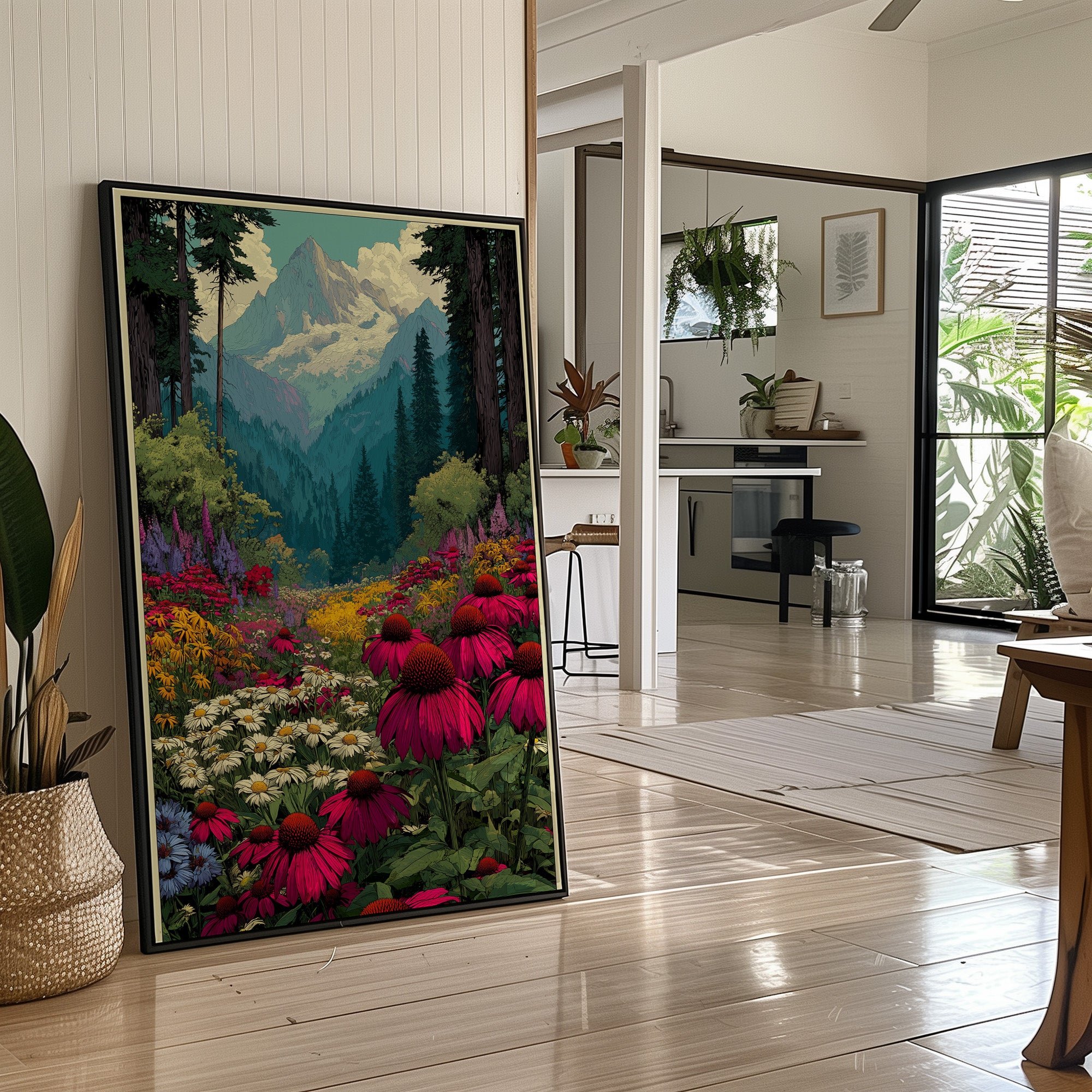 Wildflower Vista: Retro National Park Poster