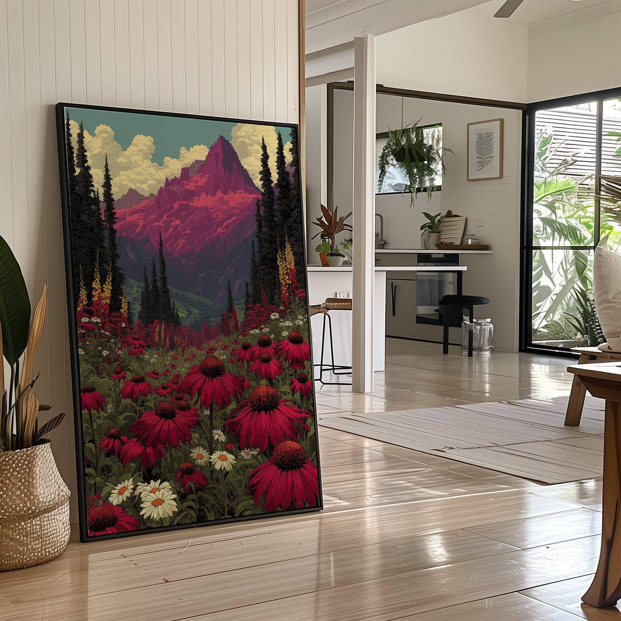Alpenglow Meadow: Retro National Park Poster