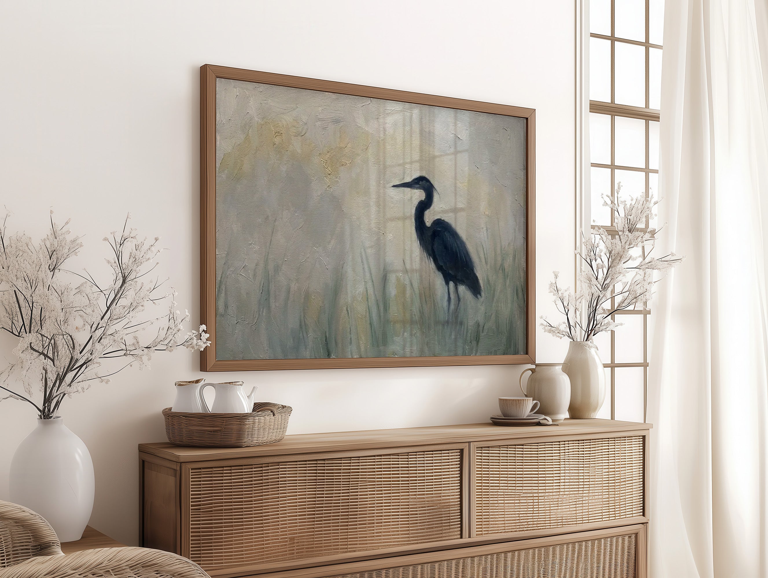 Heron in the Marsh Grass