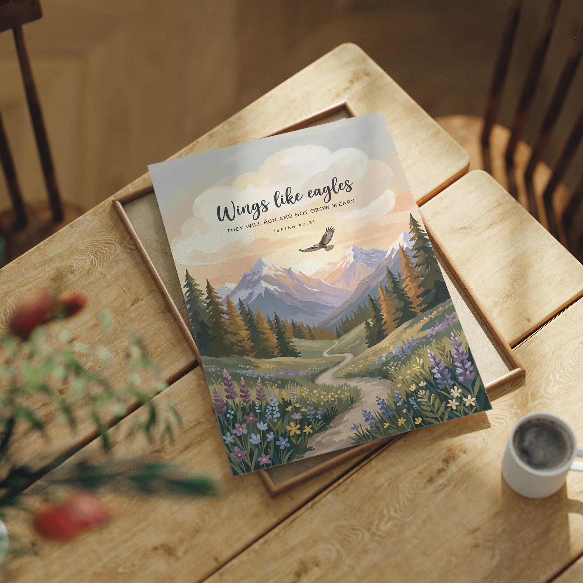 Wings Like Eagles: Alpine Meadow Scripture Print