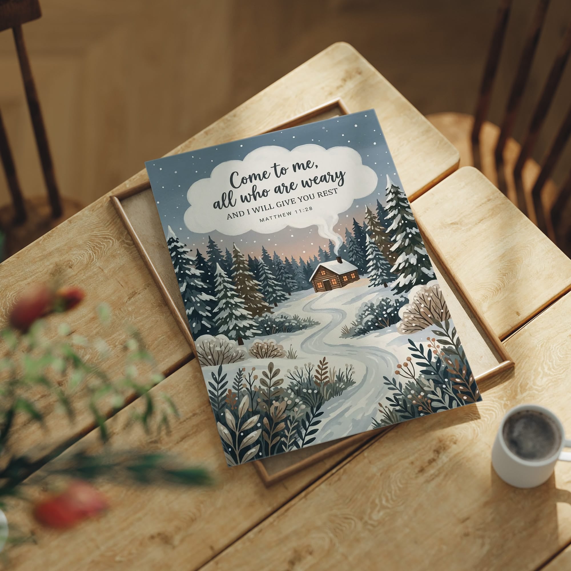 Come to Me, All Who Are Weary: Snowy Forest Cabin