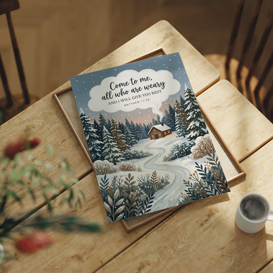 Come to Me, All Who Are Weary: Snowy Forest Cabin