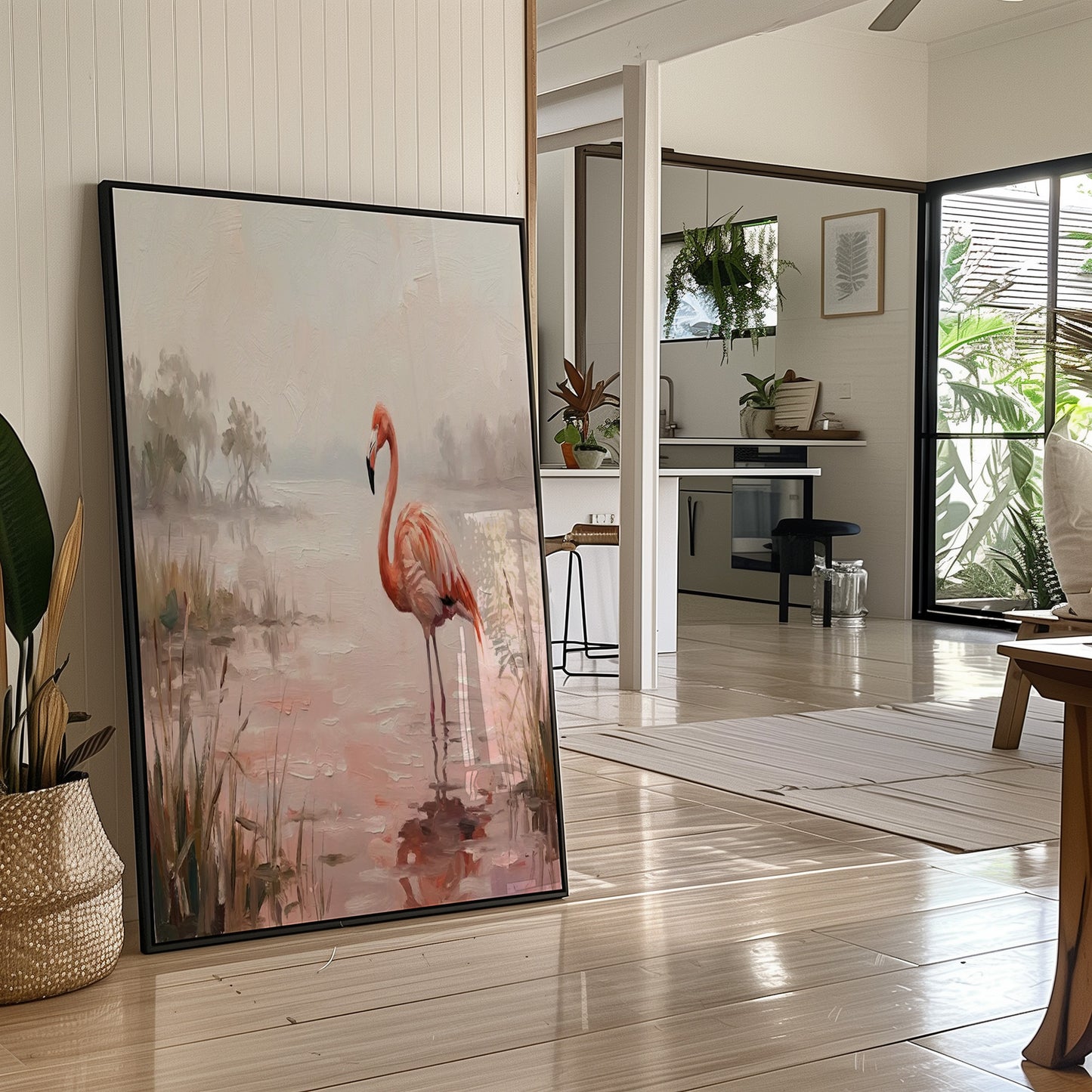 Flamingo in Rose-Tinted Water