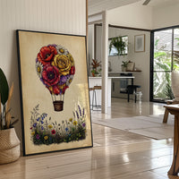 Floral Balloon Over Wildflowers