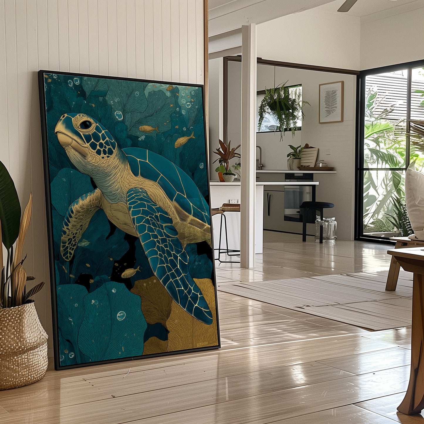 Sea Turtle Through the Reef