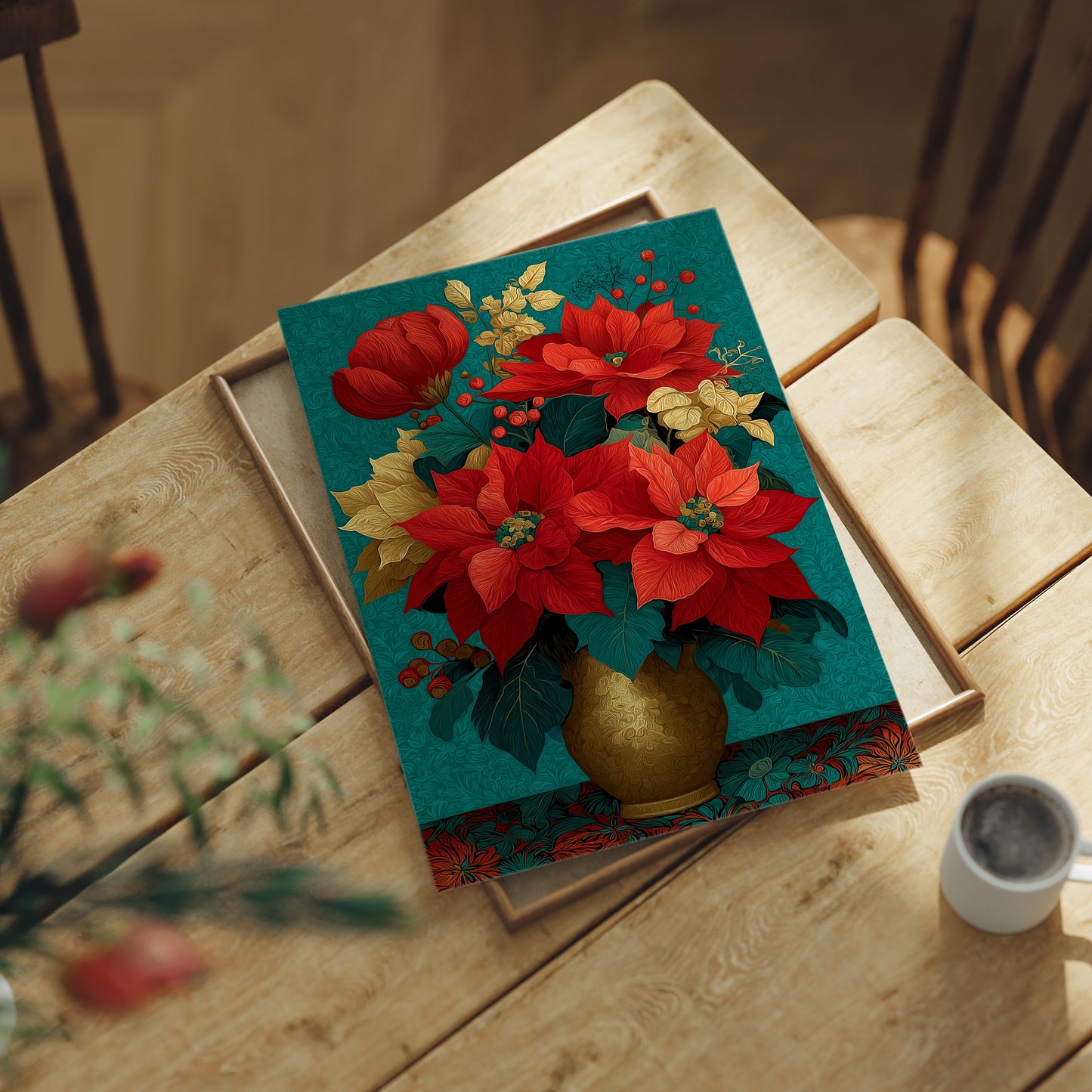 Poinsettias in Gold