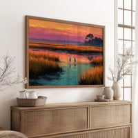 Herons at Marsh Sunset