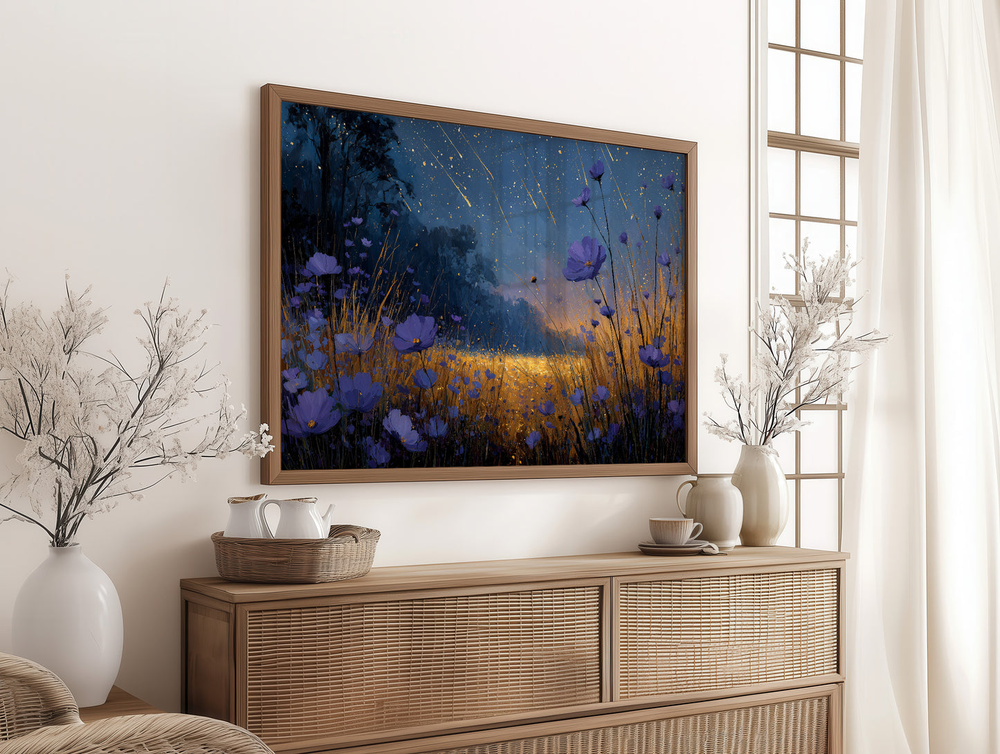 Meteor Shower Over Wildflowers