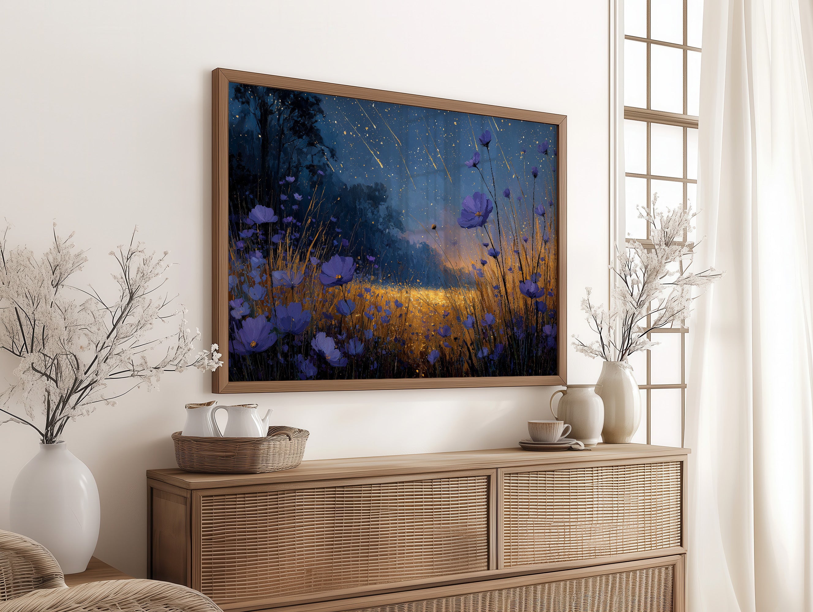 Meteor Shower Over Wildflowers