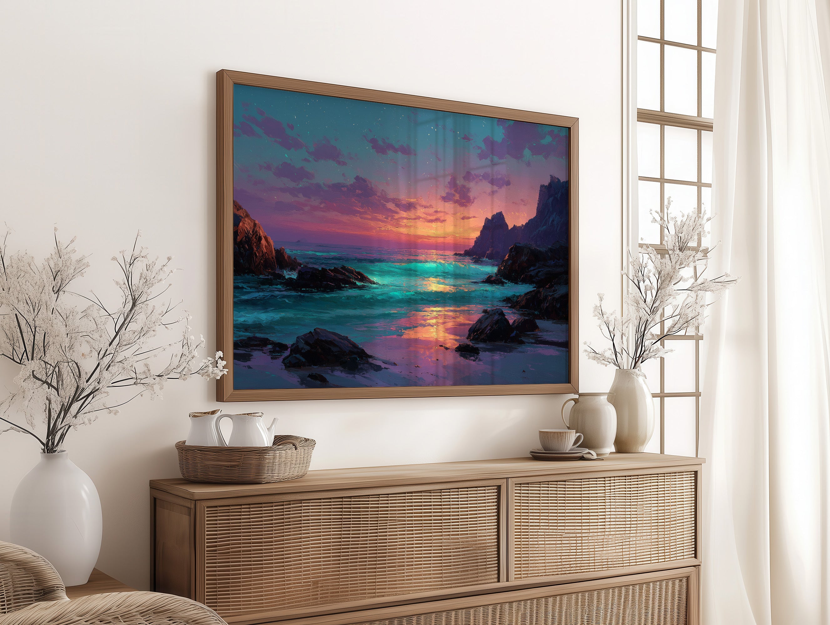 Neon Dusk on the Shore