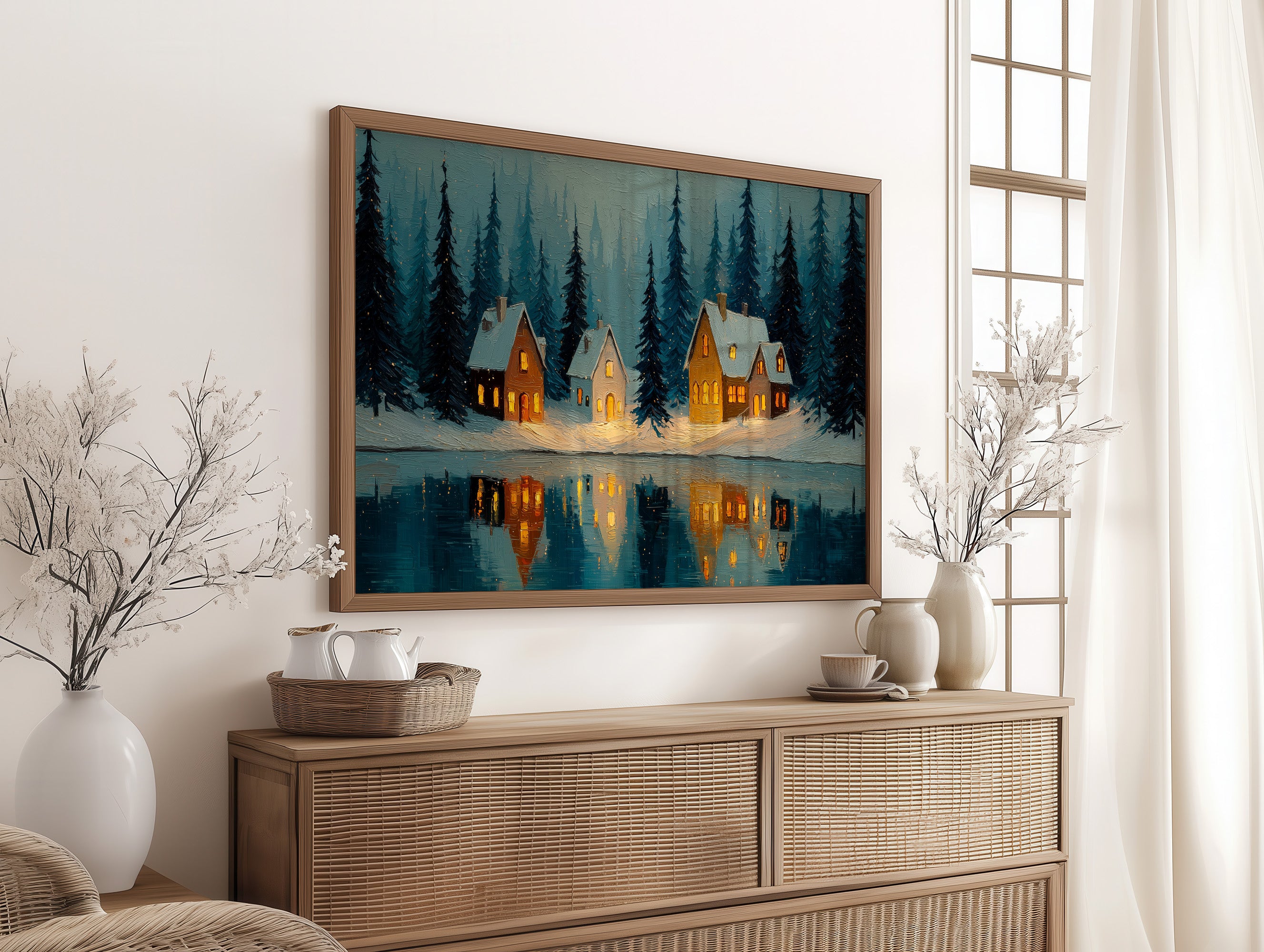 Cabins by the Winter Lake