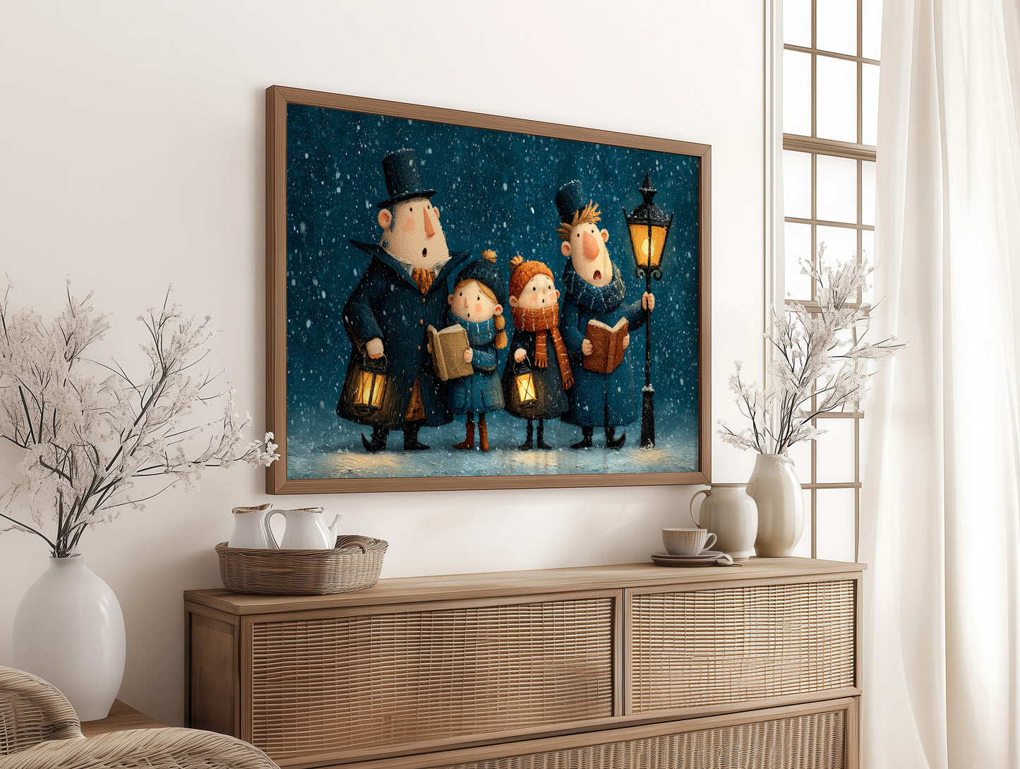 The Carolers Sing By Lamplight