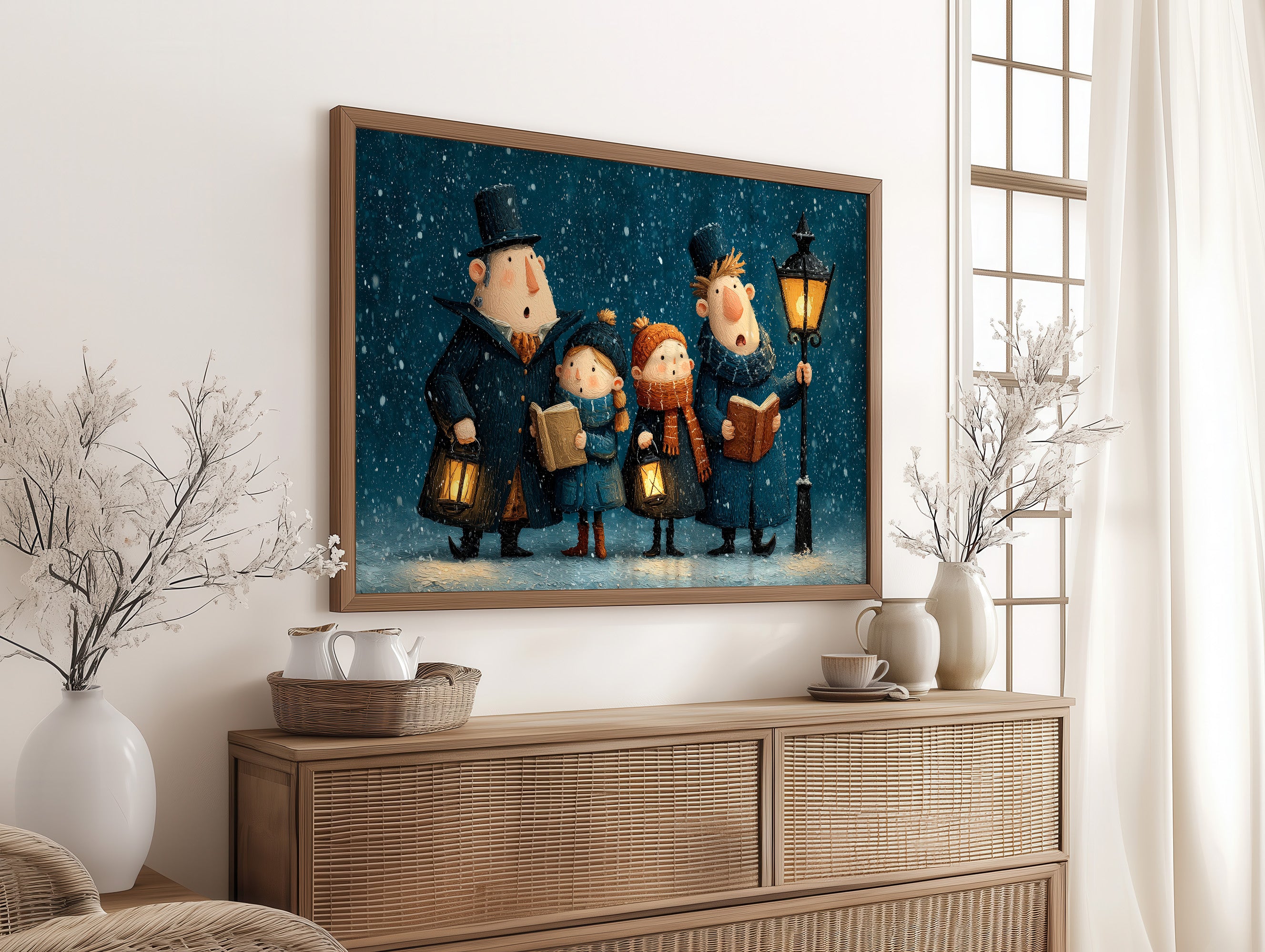 The Carolers Sing By Lamplight