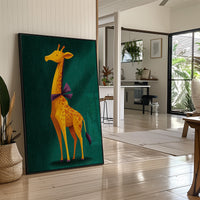 Giraffe in Purple Bow
