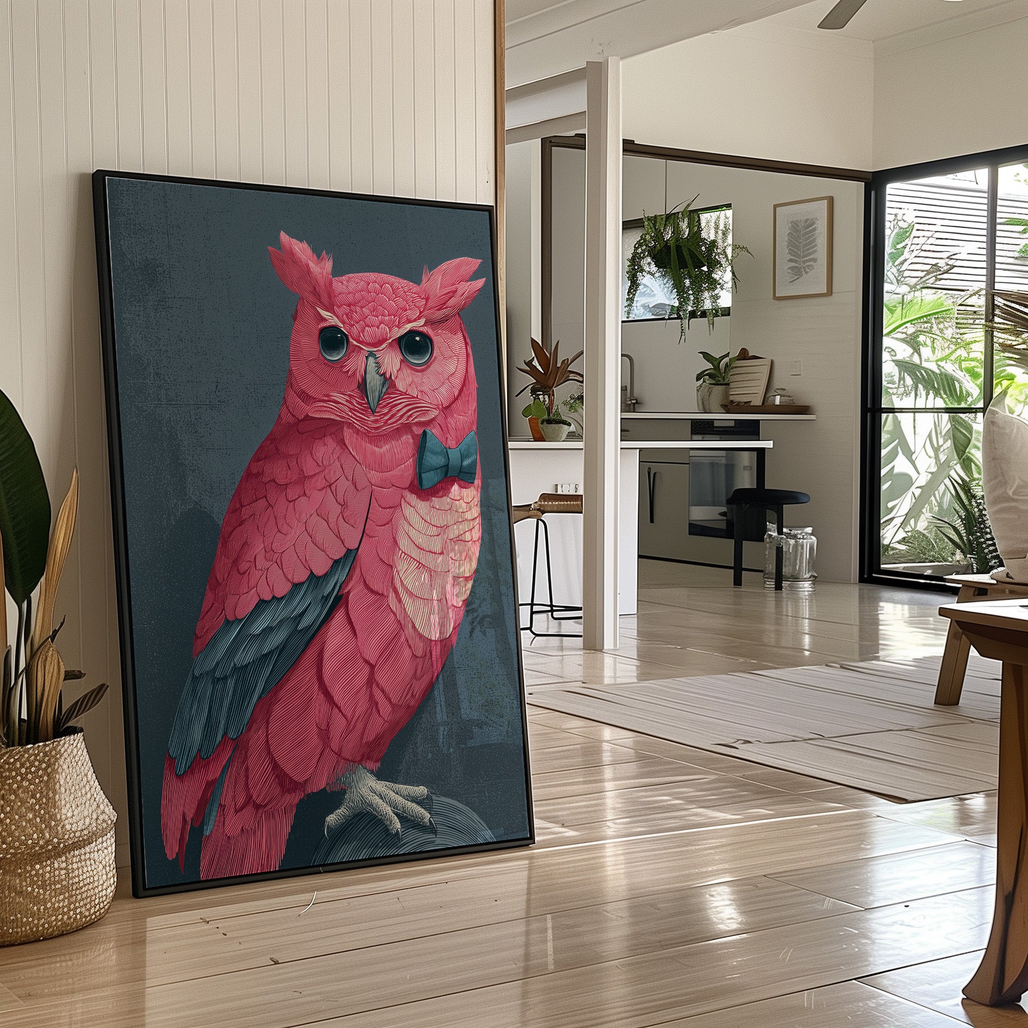 Pink Owl, Dapper in Blue