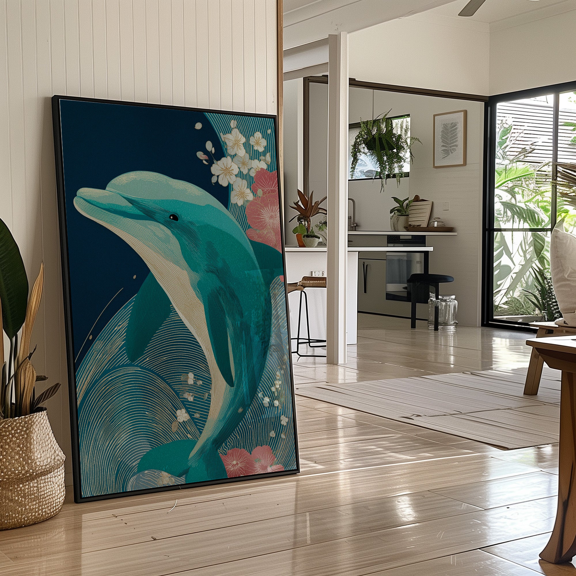 Dolphin Among Cherry Blooms