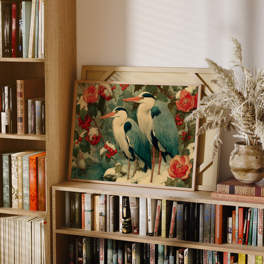 Herons Among the Camellias