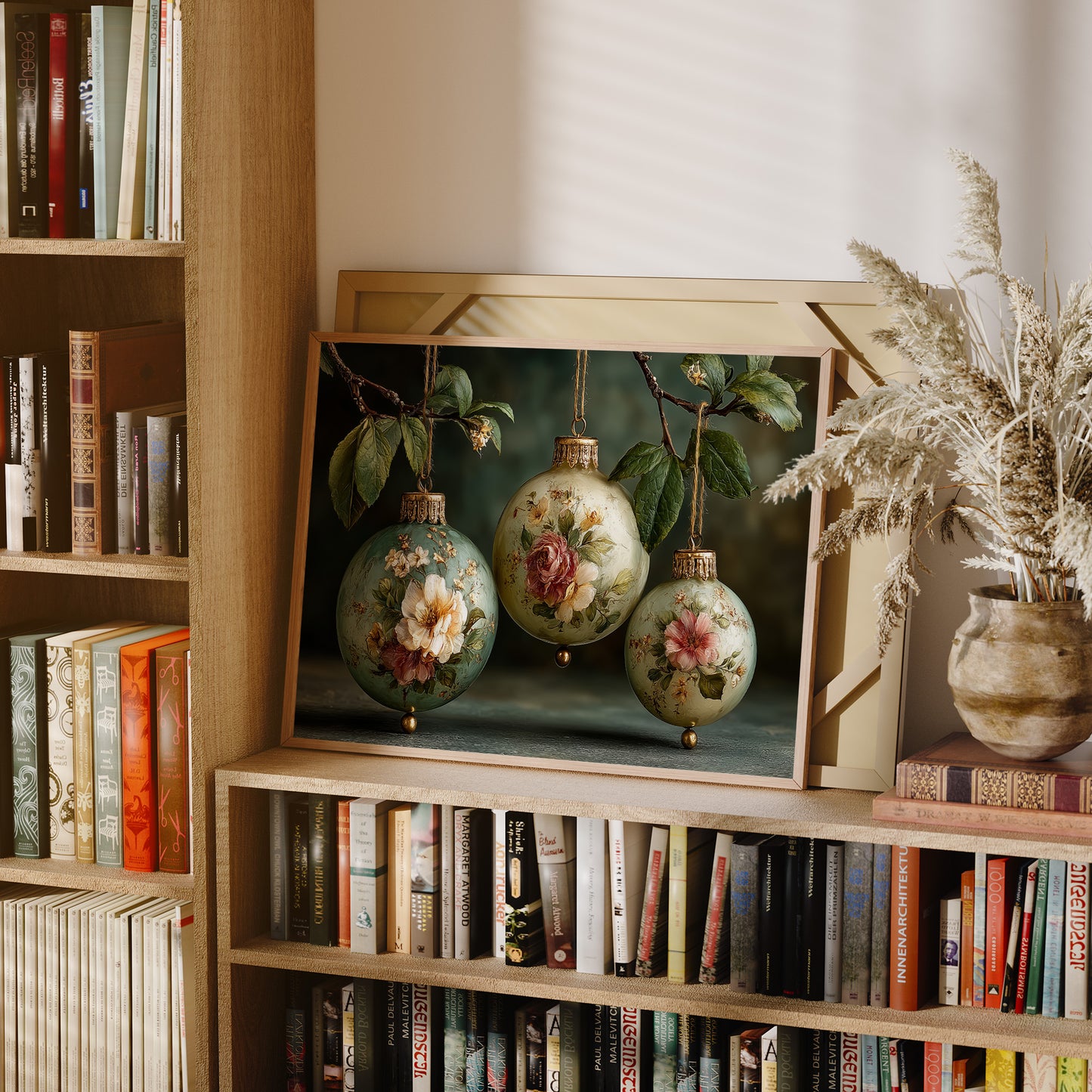 Sage Ornaments Painted With Roses