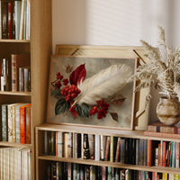 White Feather Among Winter Berries