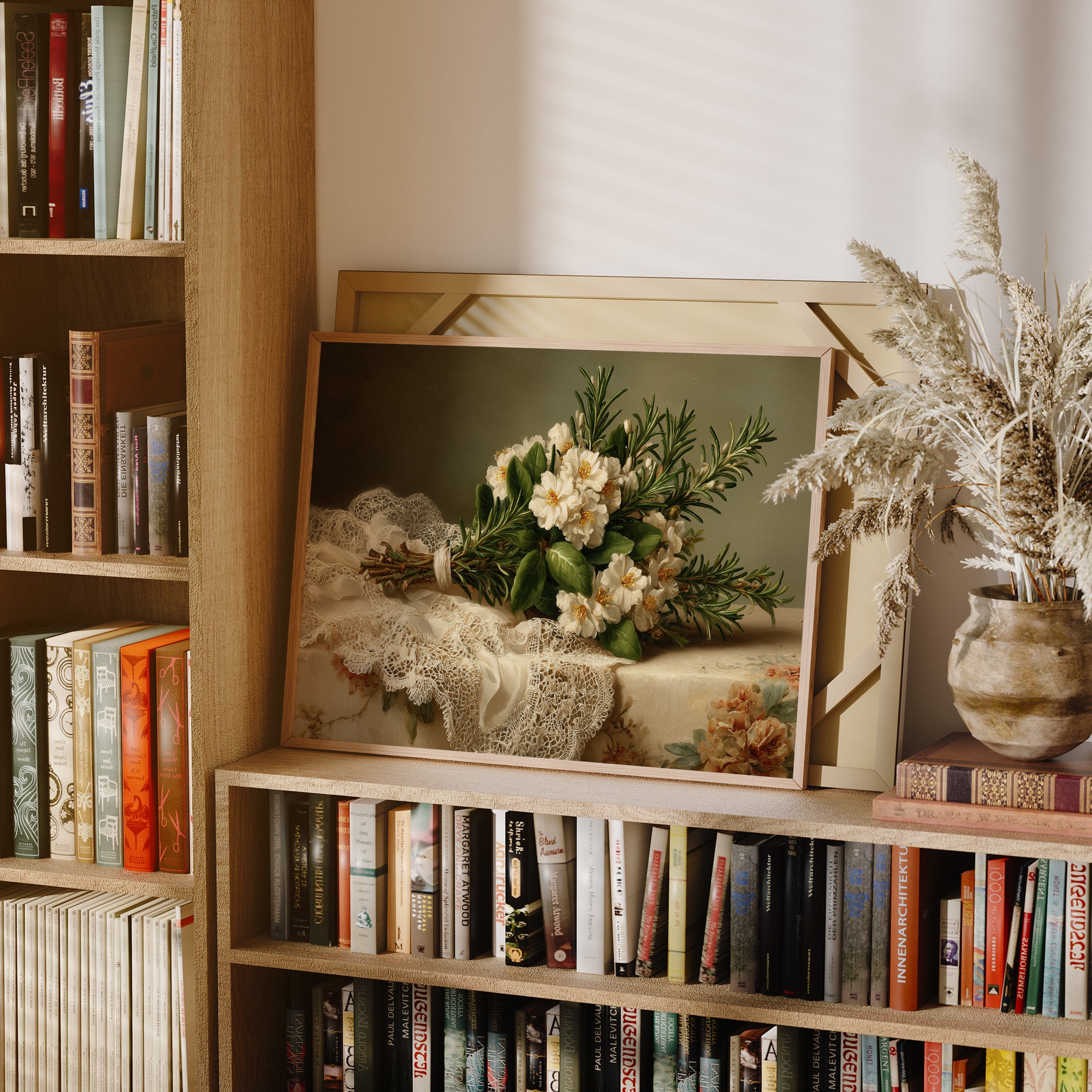 Rosemary Bouquet on Antique Lace