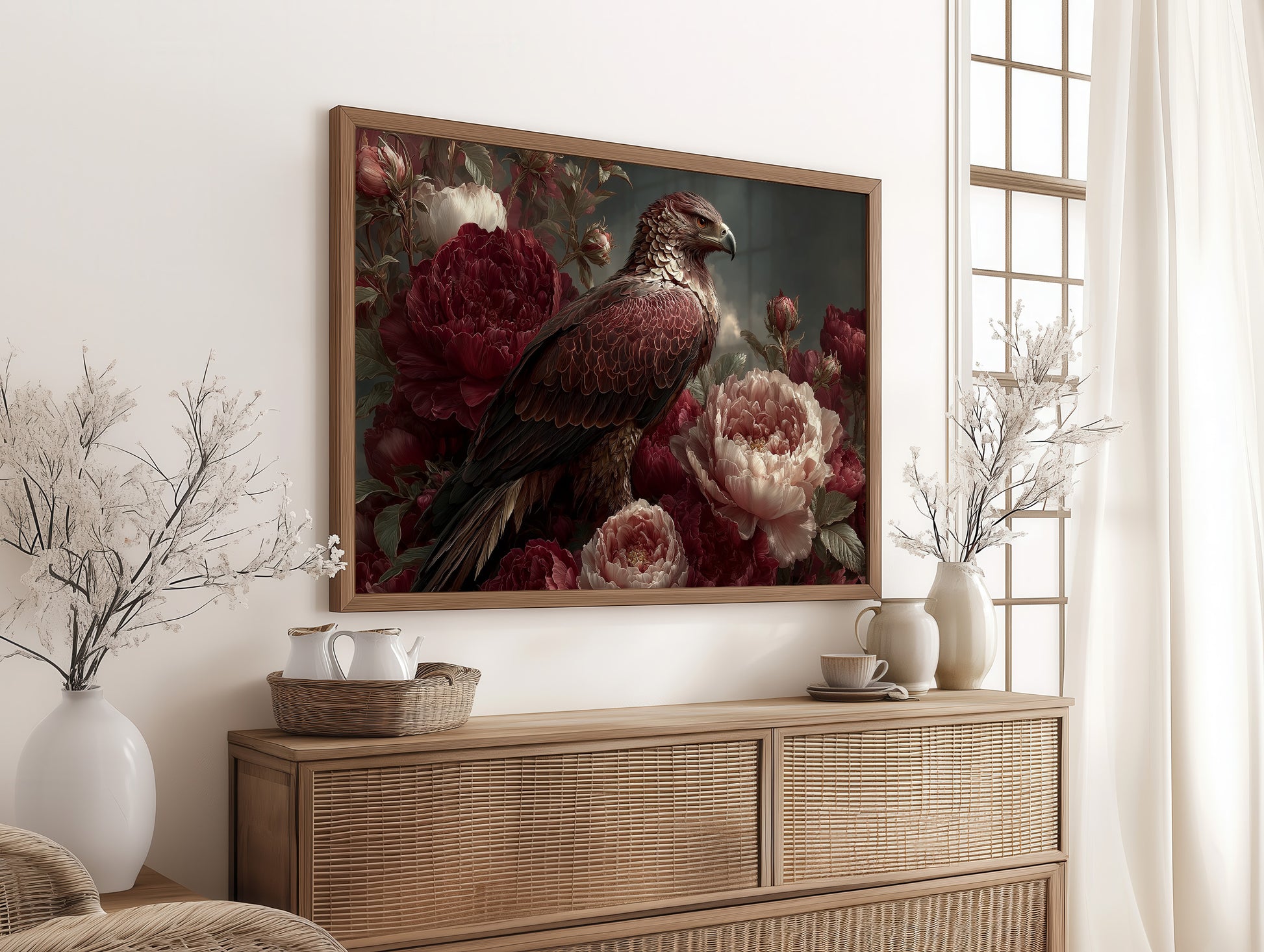 Hawk Nestled Among the Roses