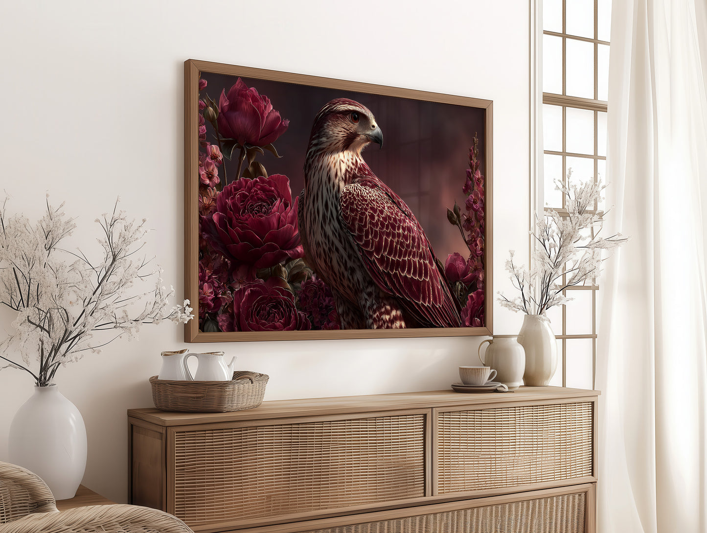 Falcon Among Garden Roses