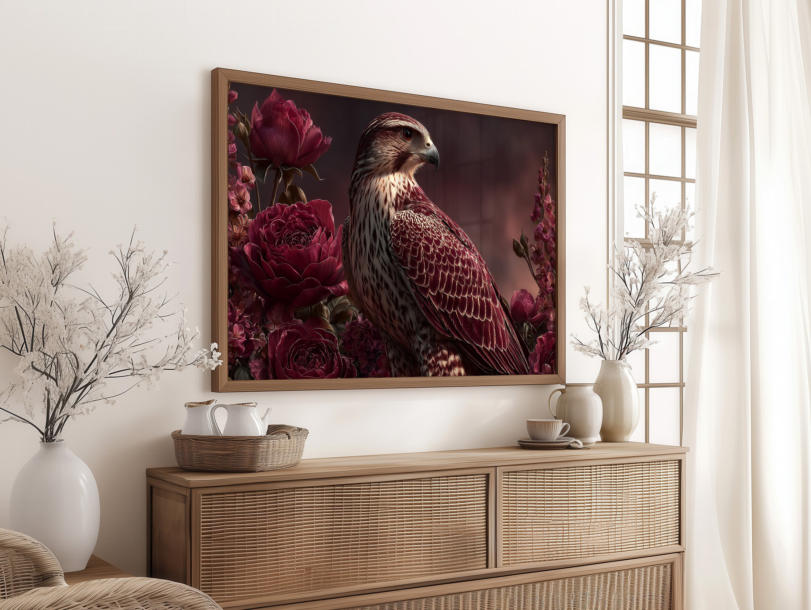 Falcon Among Garden Roses