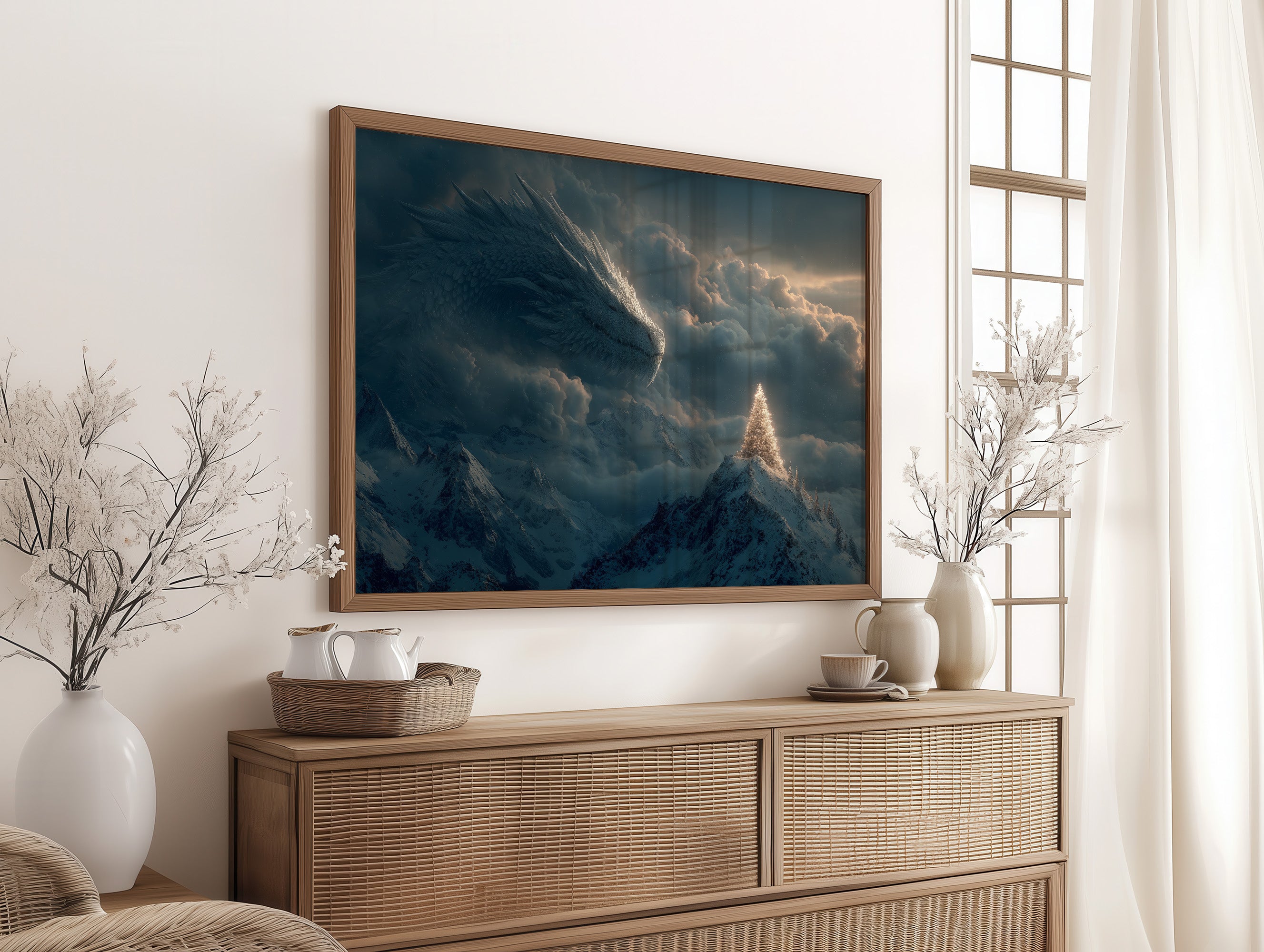 Ice Dragon Over Winter Peaks