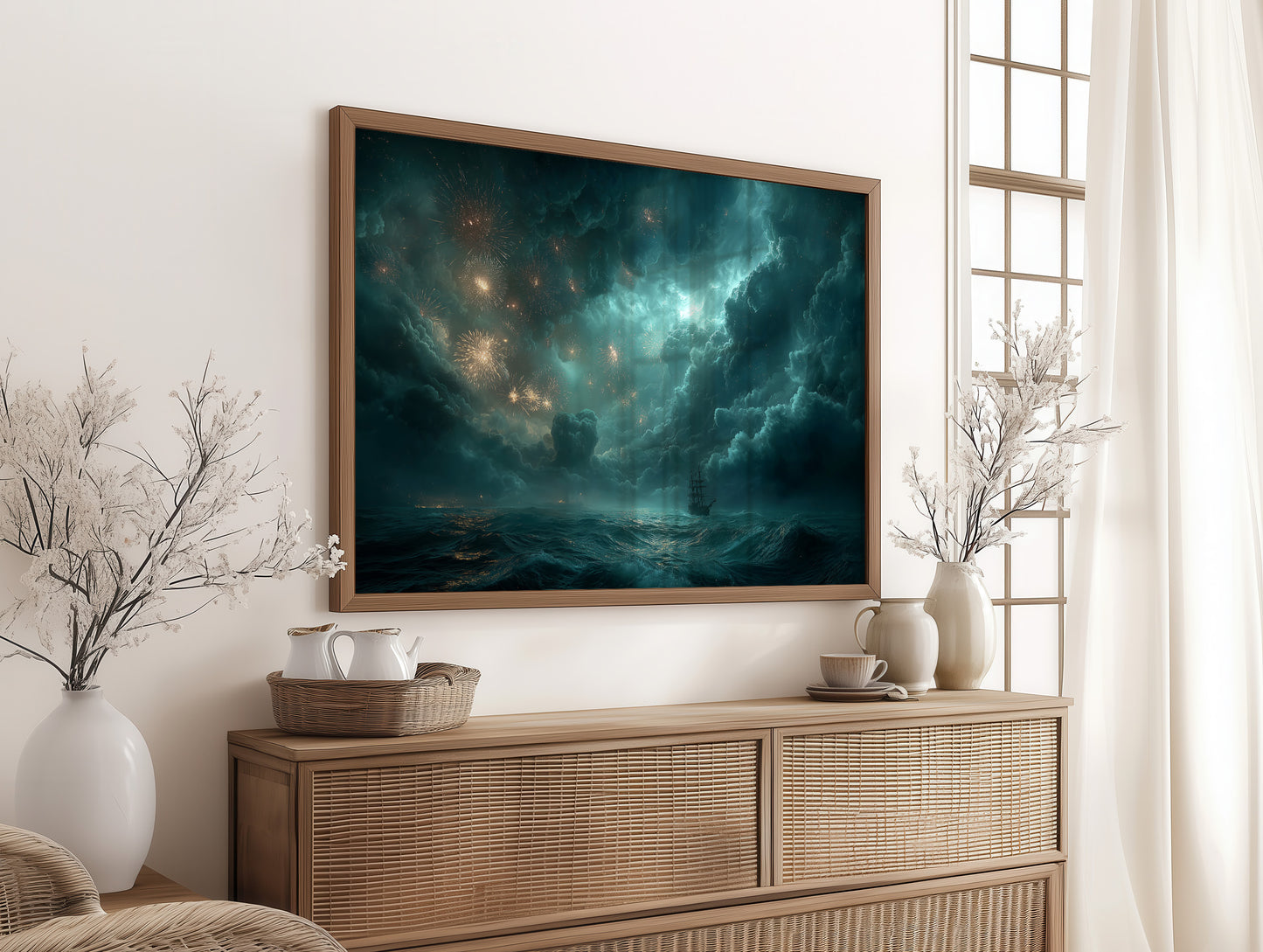 Fireworks Over the Stormy Sea