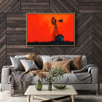 Windmill Silhouette at Blazing Dusk