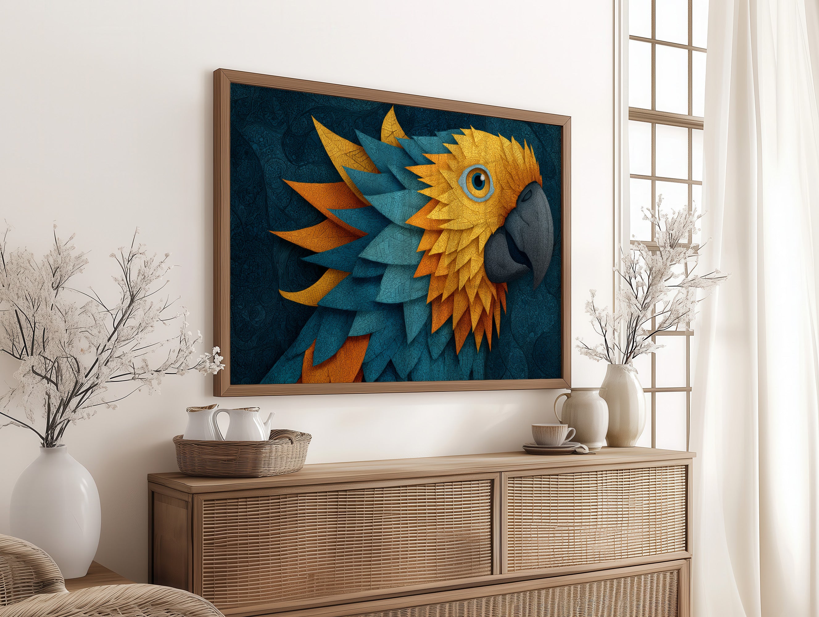 Macaw in Golden Feather Mosaic