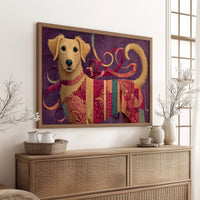 Golden Puppy in Patchwork Ribbons
