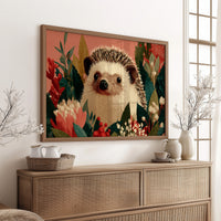 Hedgehog Among Winter Berries