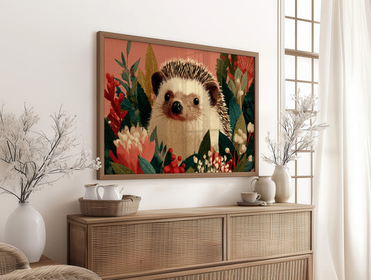 Hedgehog Among Winter Berries
