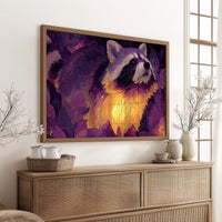 Raccoon Lit by Firelight