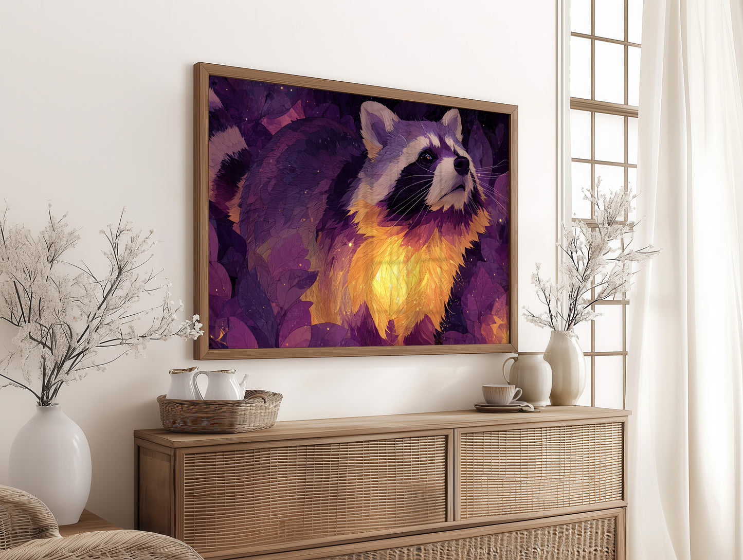 Raccoon Lit by Firelight