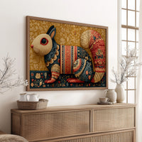 Folk Tapestry Rabbit Portrait
