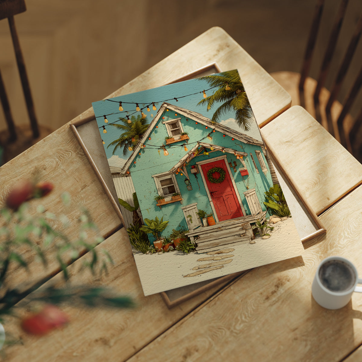 Holly Jolly Bungalow: Lights Strung Palm to Palm