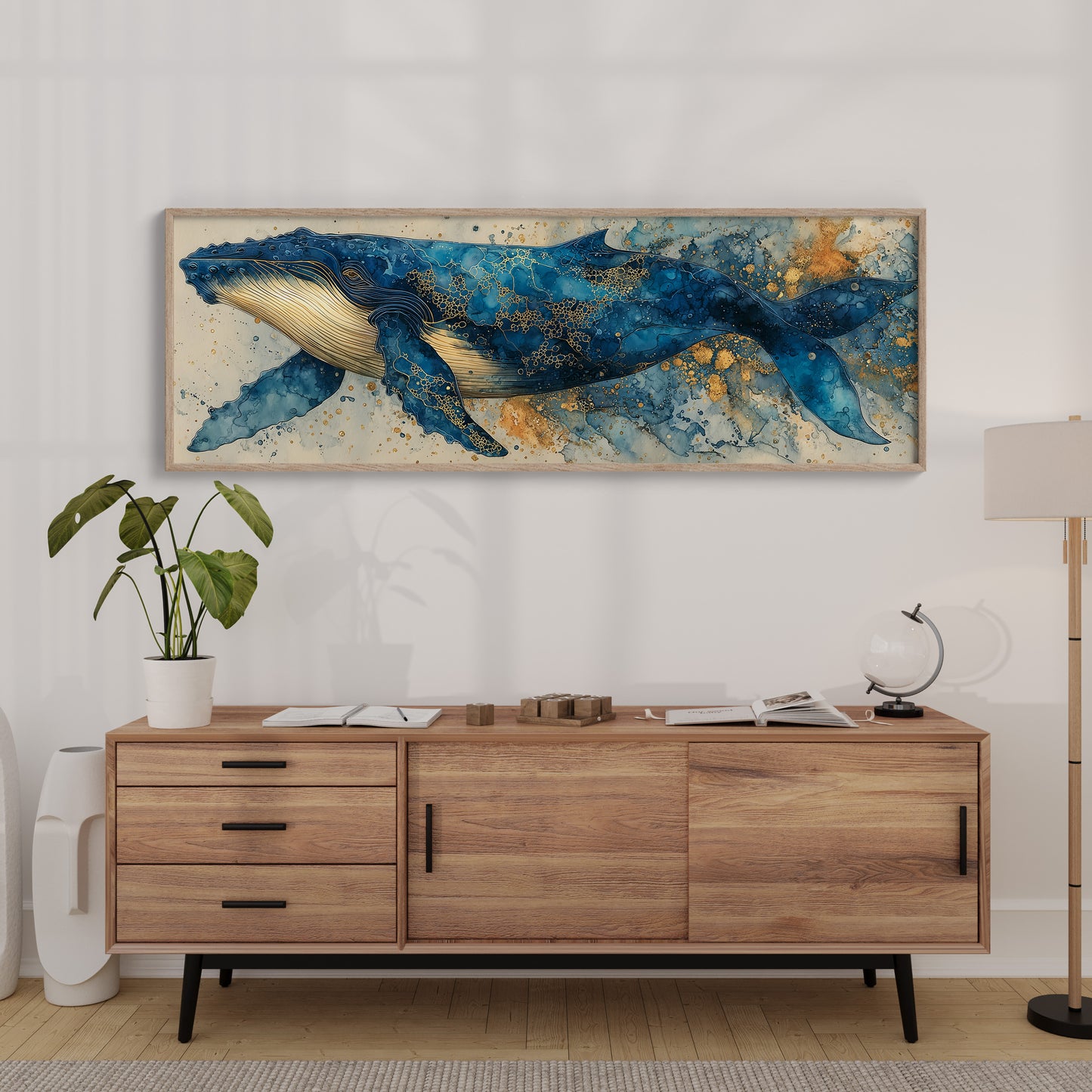 Midnight Whale In Golden Tides